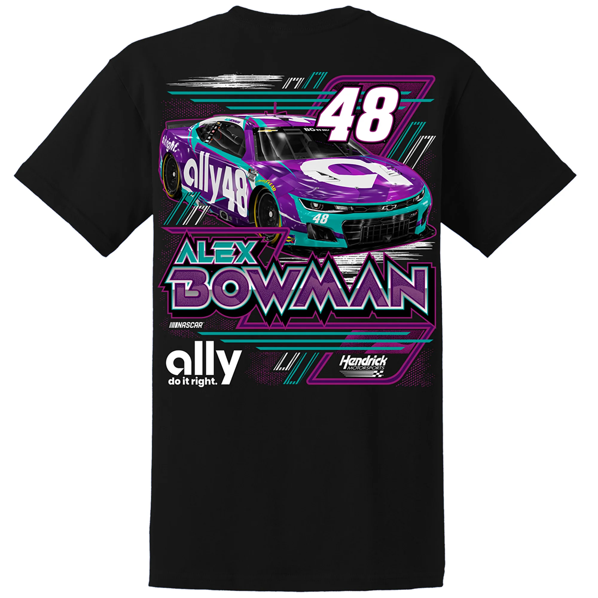 Alex Bowman 2026 Ally Bolt Black 2-Spot Classic Ink T-Shirt - Sale - Image 3
