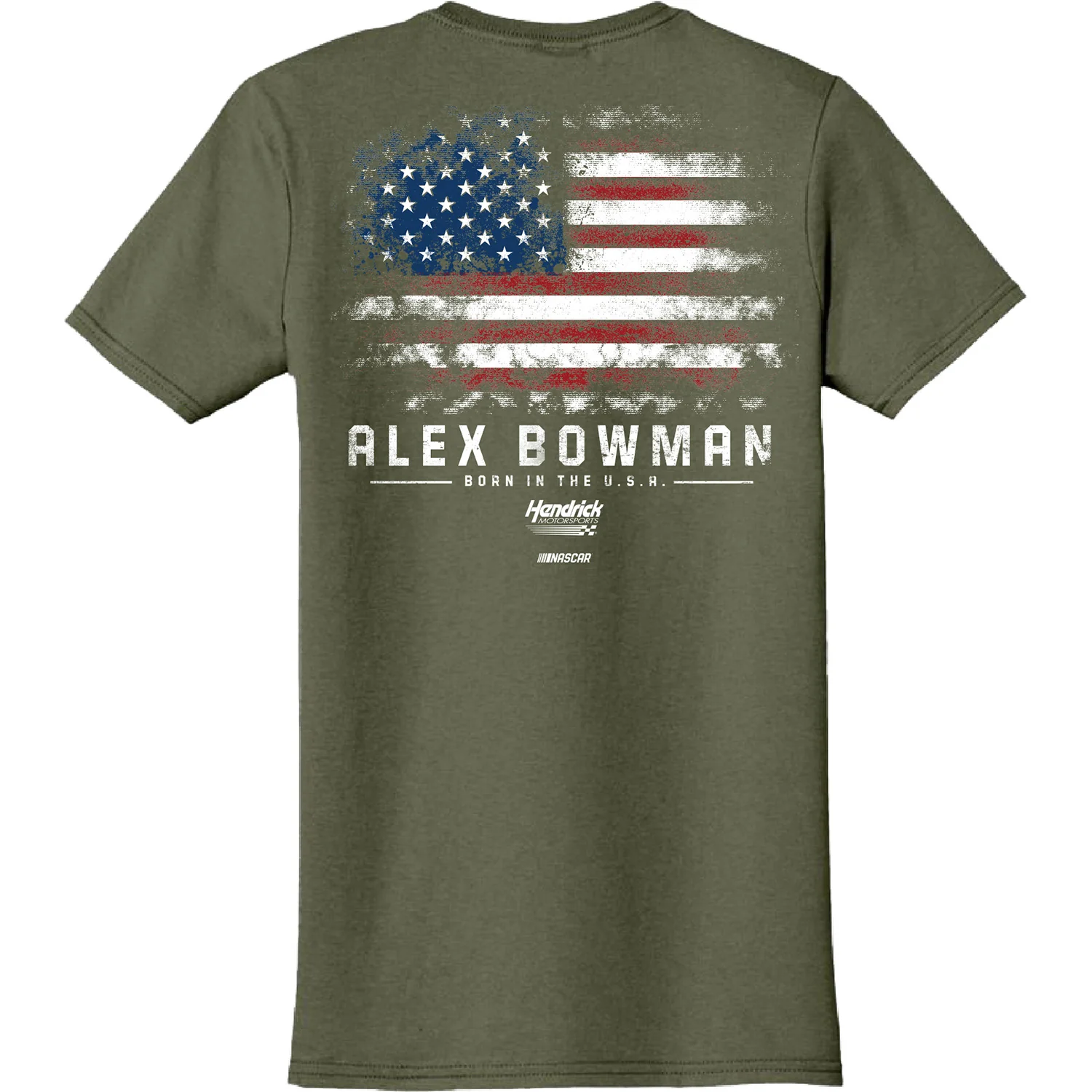 Alex Bowman 2026 Born in the USA Military Green #48 Exclusive Patriotic T-Shirt - Image 4