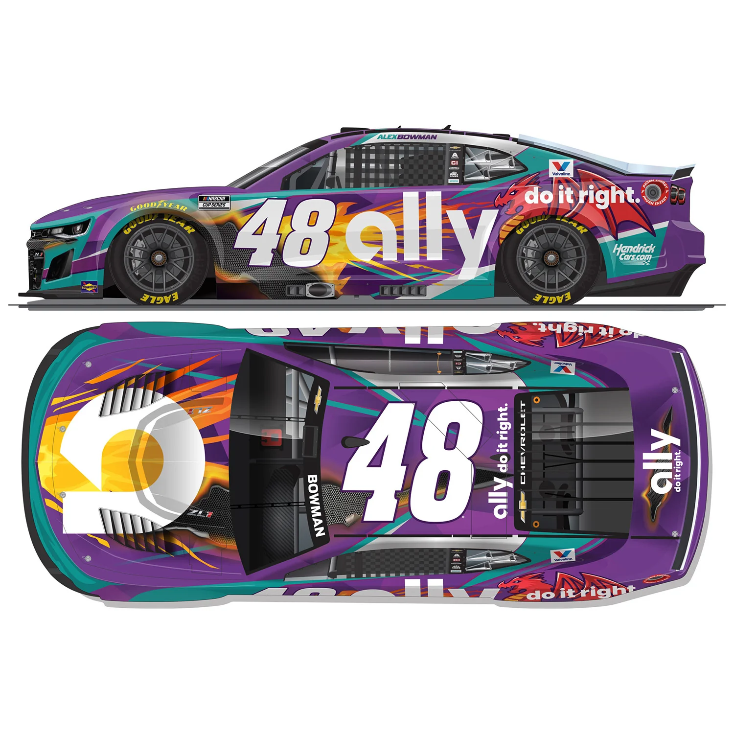 Alex Bowman Ally Dragons 1:24 Standard 2026 Diecast Car Preorder - Currently Projected December - Image 2