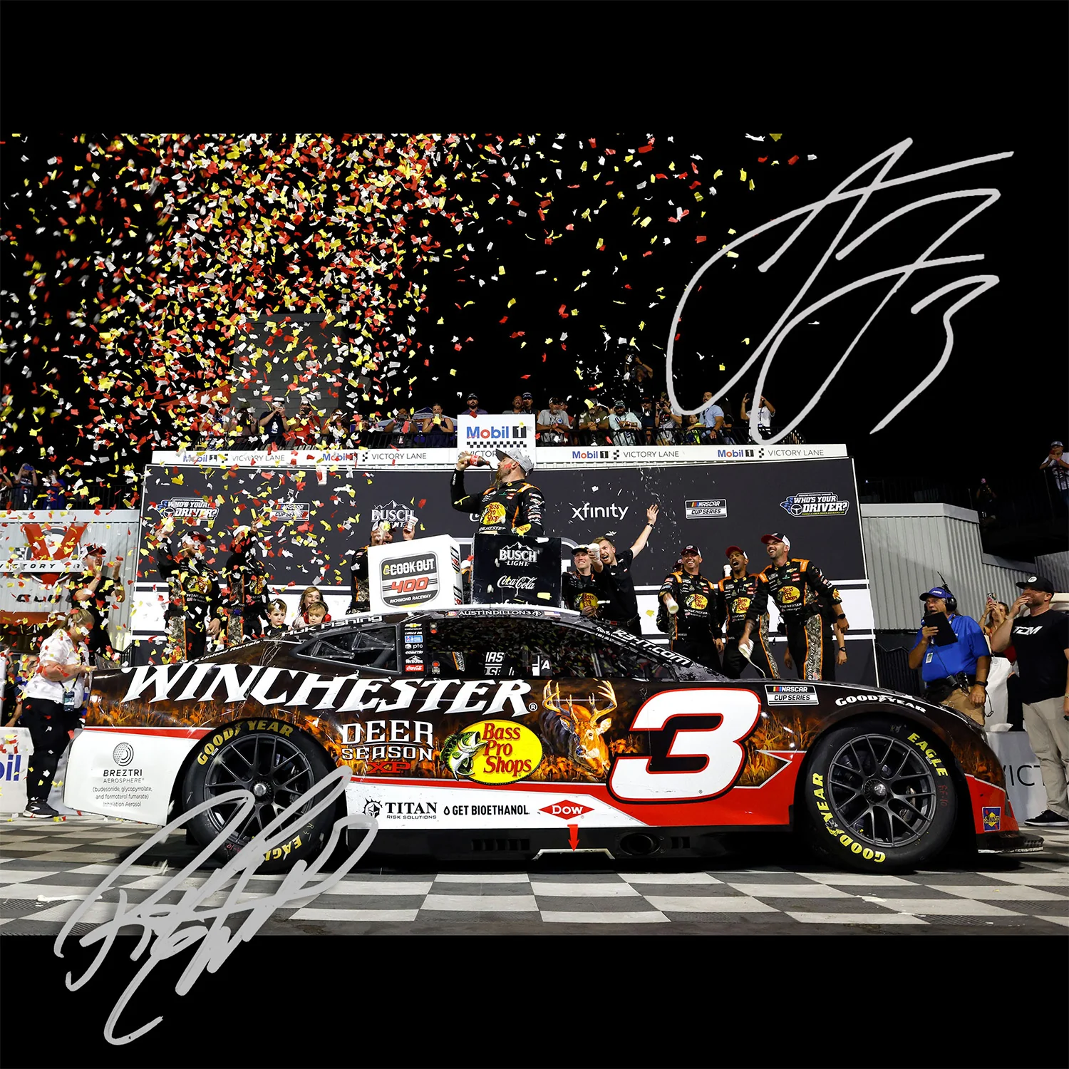 Austin Dillon / Richard Childress Dual Autographed Richmond Race Win 1:24 Standard 2025 Diecast Car - Image 3