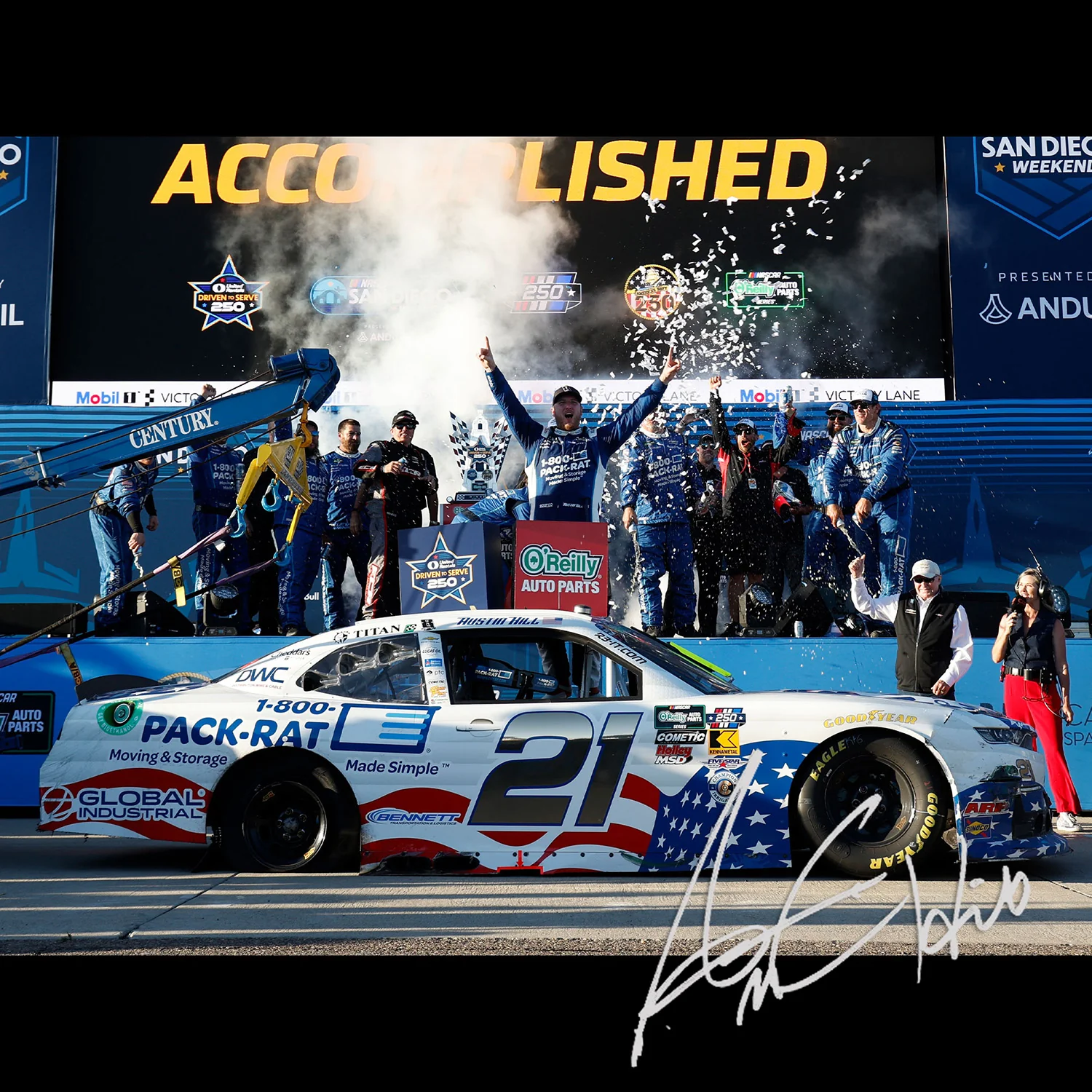 Austin Hill Autographed Color Chrome San Diego Race Win 1:24 2026 Diecast Car Preorder - Currently Projected January