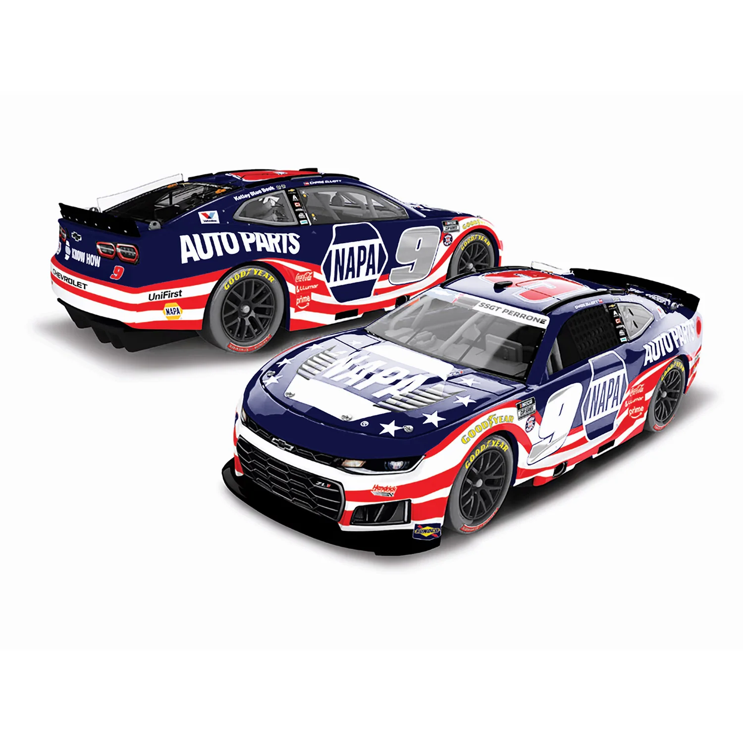Chase Elliott Color Chrome NAPA Patriotic 1:24 2026 Diecast Car Preorder - Currently Projected December