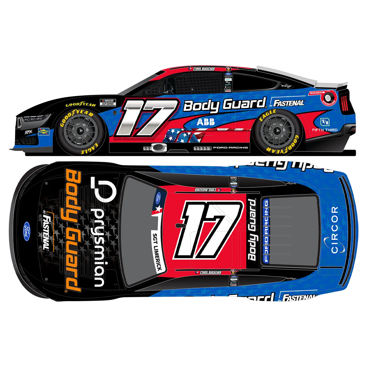 Chris Buescher Body Guard Patriotic Salutes 1:24 Standard 2026 Diecast Car Preorder - Currently Projected December