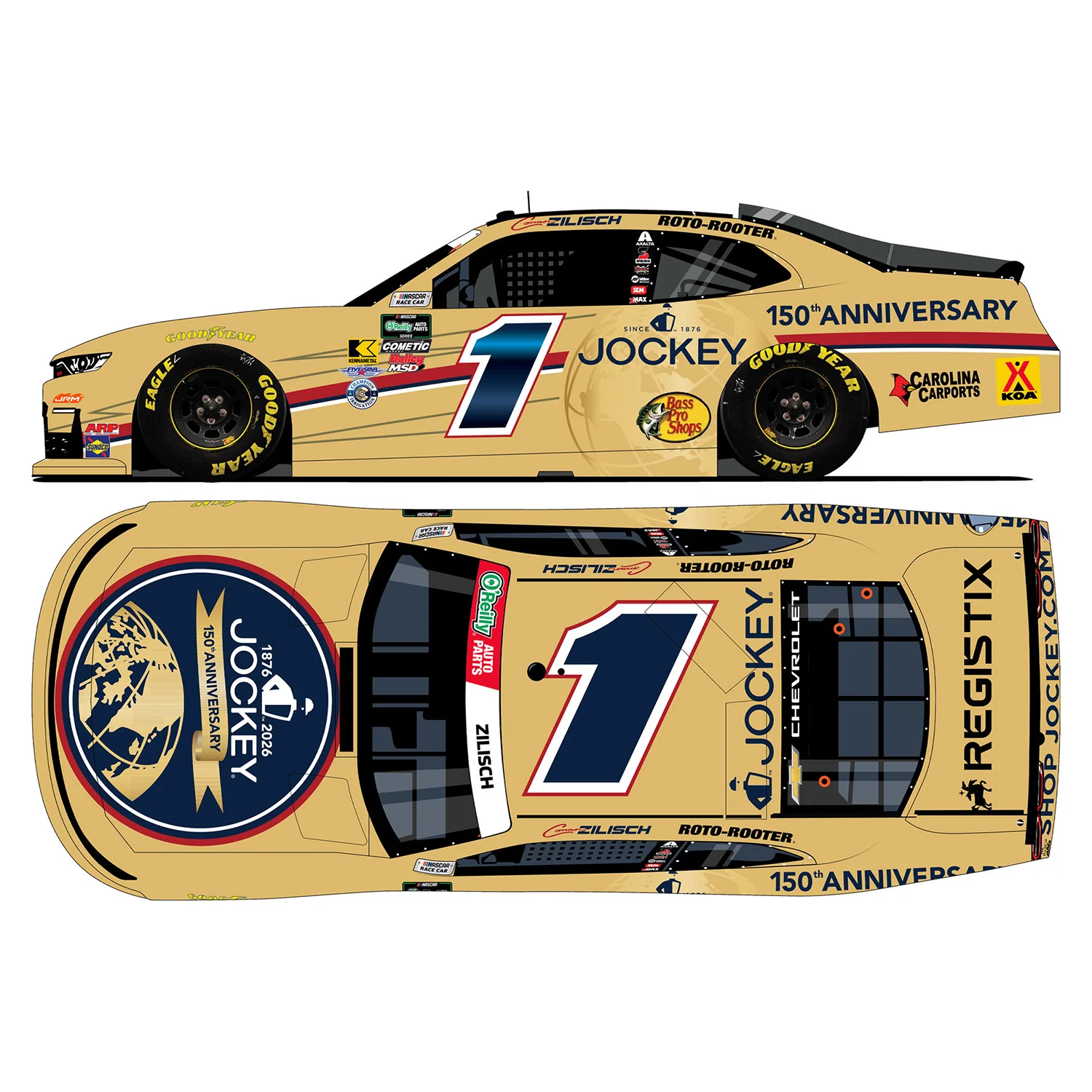 Connor Zilisch Jockey 150th Anniversary 1:24 Color Chrome 2026 Diecast Car Preorder - Currently Projected November - Image 2