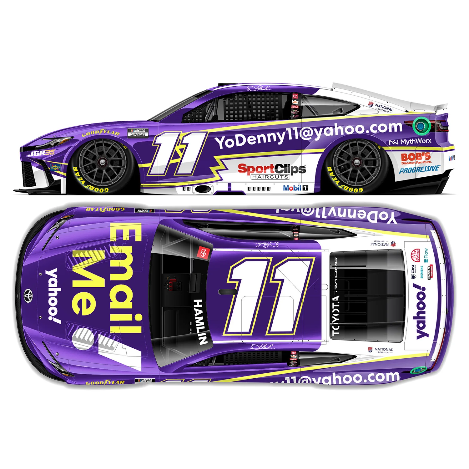Denny Hamlin Color Chrome Yahoo! Email Me 1:24 2026 Diecast Car Preorder - Currently Projected January