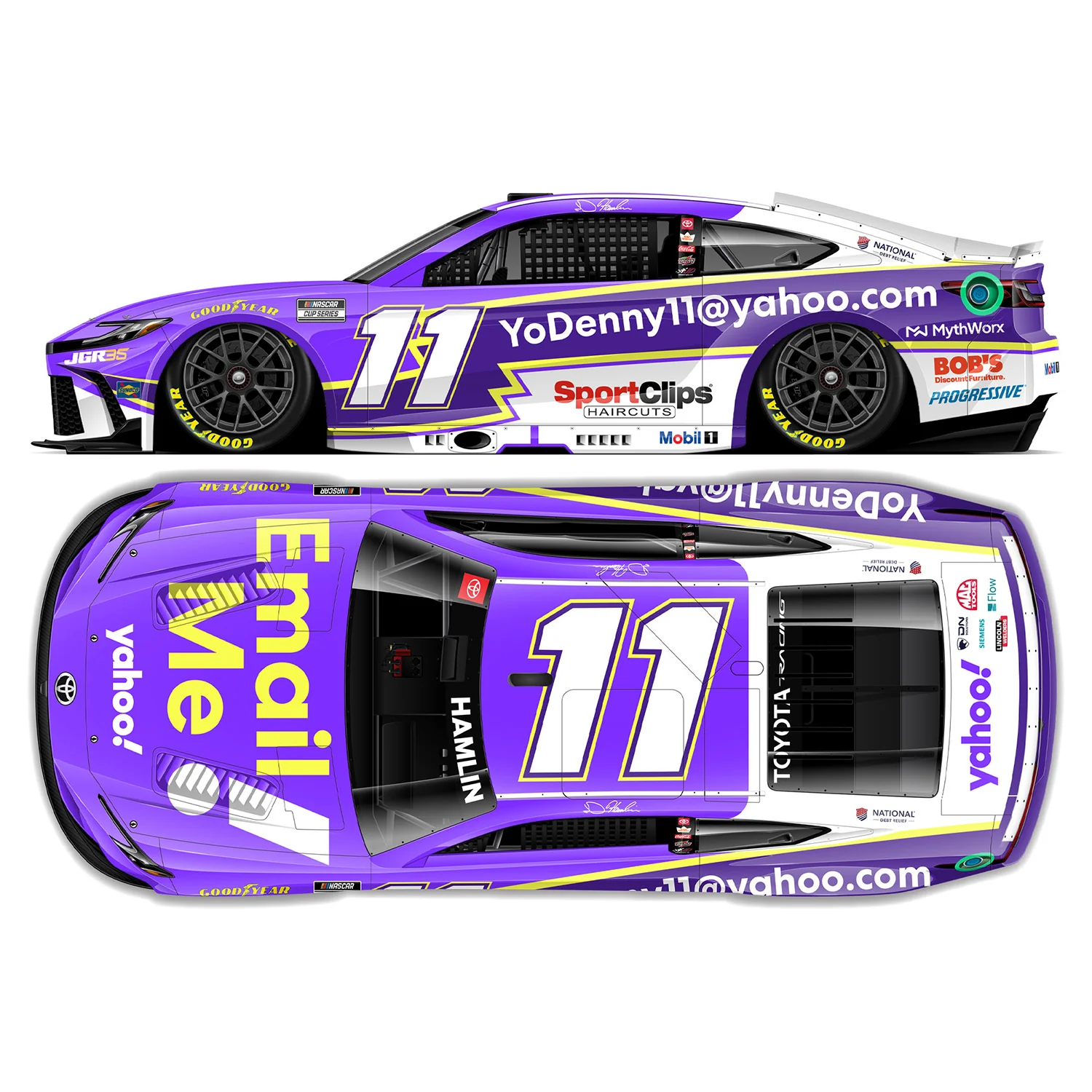 Denny Hamlin Yahoo! Email Me 1:24 Standard 2026 Diecast Car Preorder - Currently Projected January