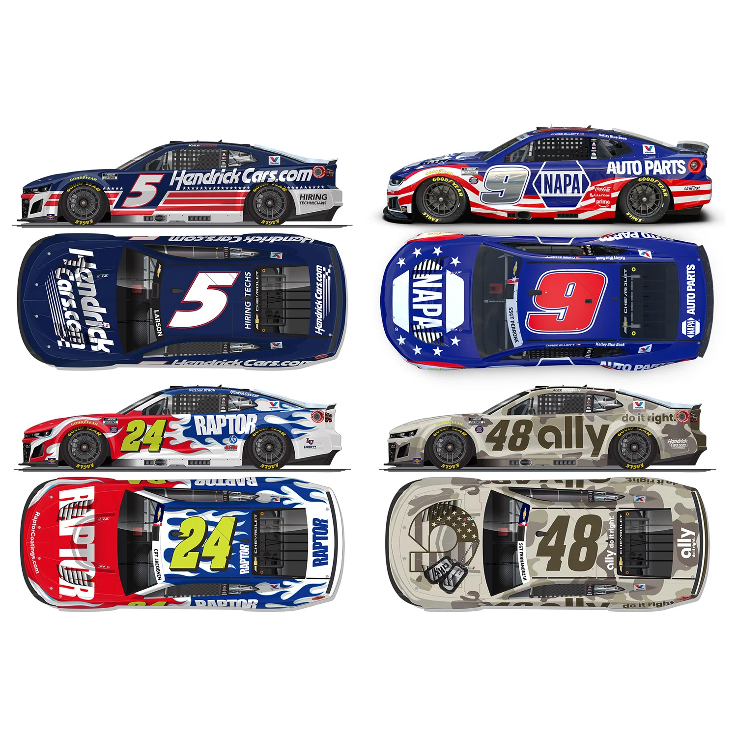 Hendrick Motorsports 1:64 Standard 2026 Patriotic Cup Series Diecast Set In Special Collectible Packaging Preorder - Currently Projected December