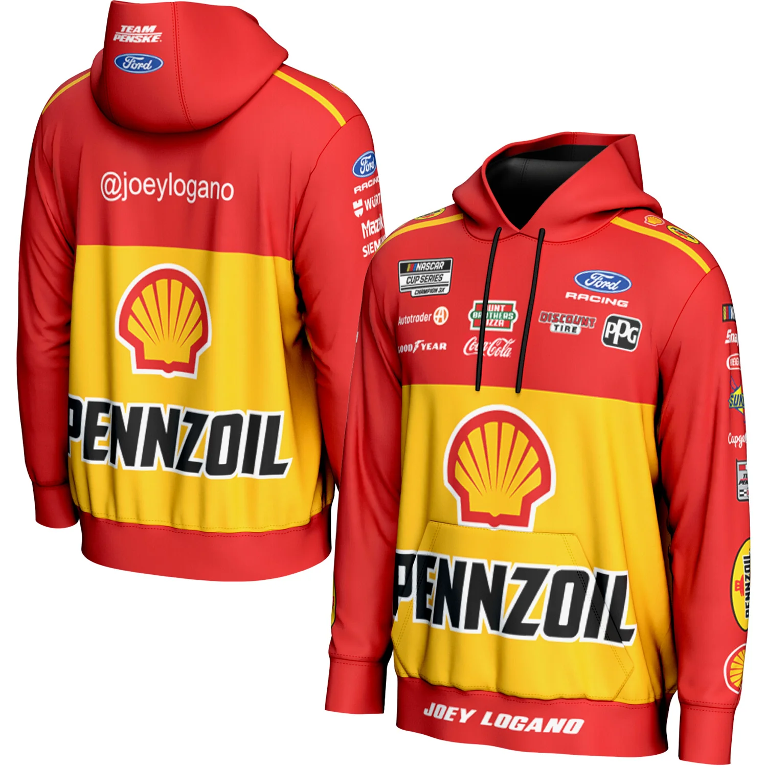 Joey Logano 2026 Shell Pennzoil Uniform Hoodie Outerwear ProSphere Sweatshirt Preorder - Currently Projected August