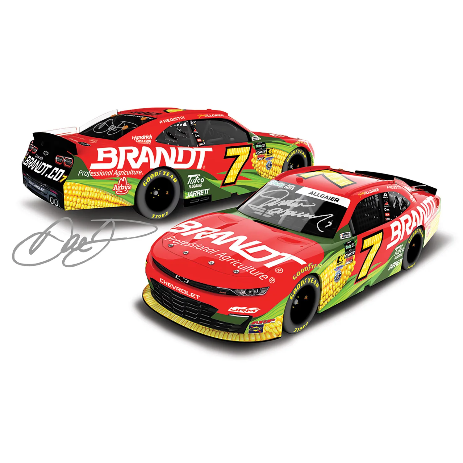 Justin Allgaier / Dale Earnhardt Jr Dual Autographed Brandt 1:24 Standard 2026 Diecast Car Preorder - Currently Projected October
