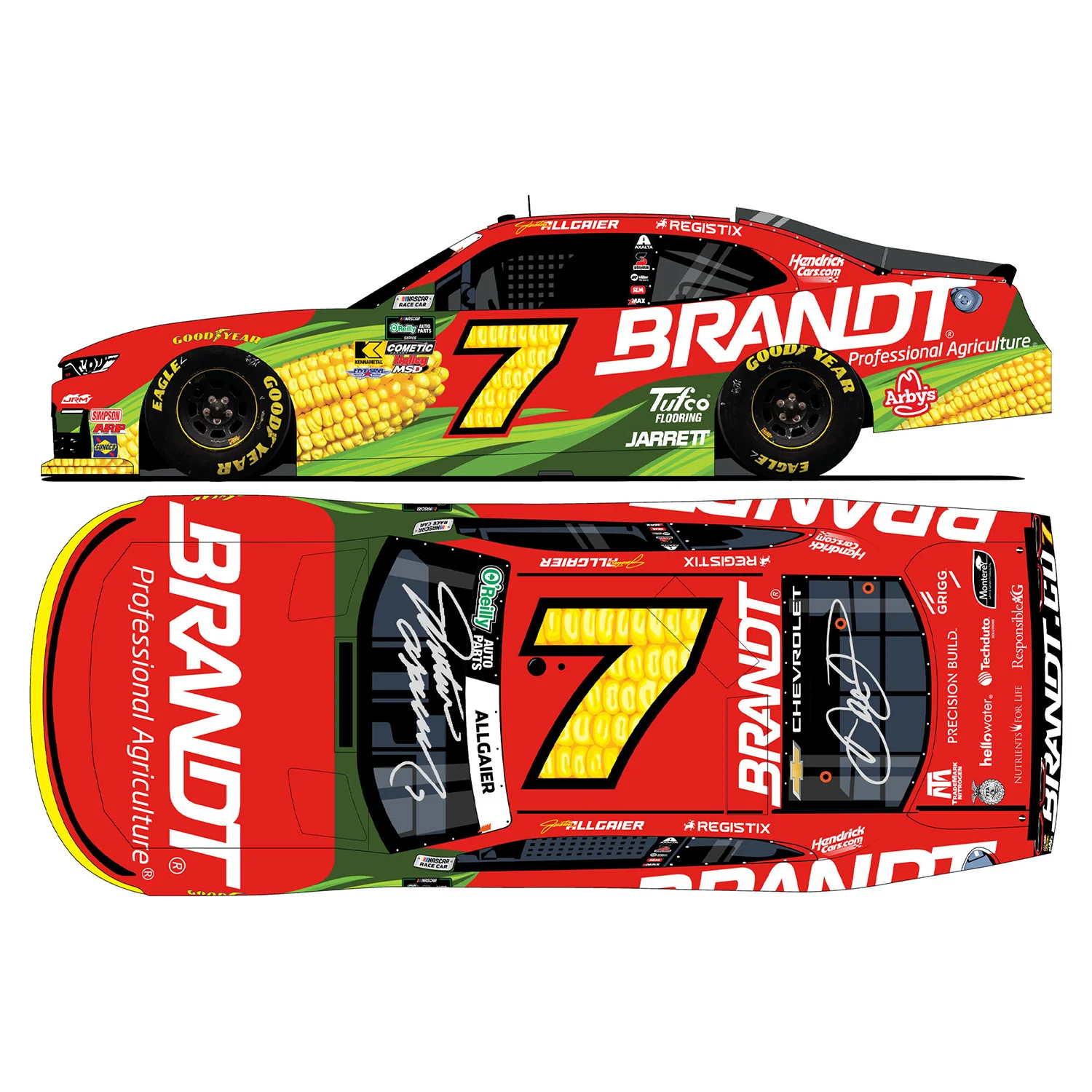 Justin Allgaier / Dale Earnhardt Jr Dual Autographed Brandt 1:24 Standard 2026 Diecast Car Preorder - Currently Projected October - Image 2