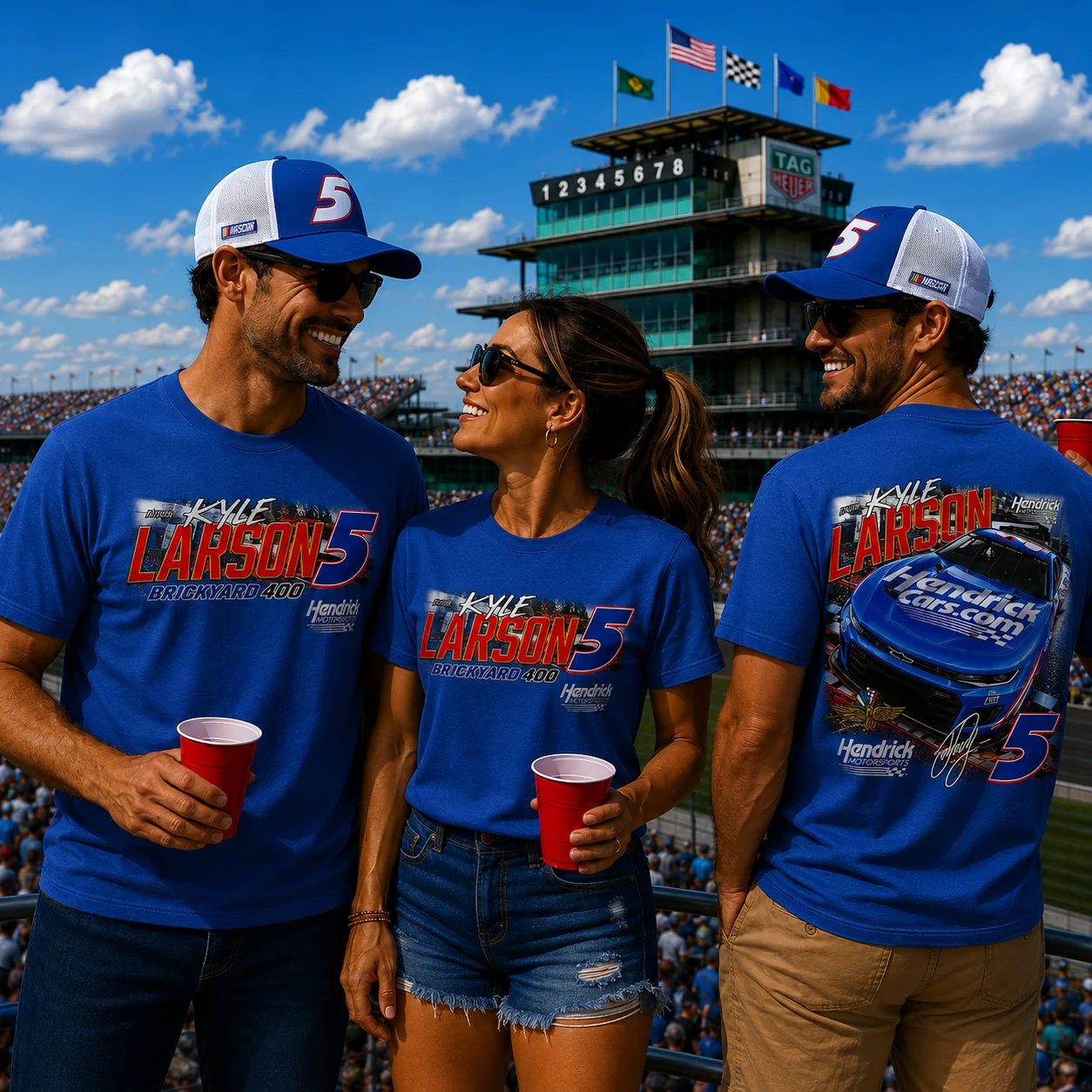 Kyle Larson 2026 Brickyard 400 Event 2-Spot Classic Ink T-Shirt Blue Preorder - Ships Next Week - Image 2