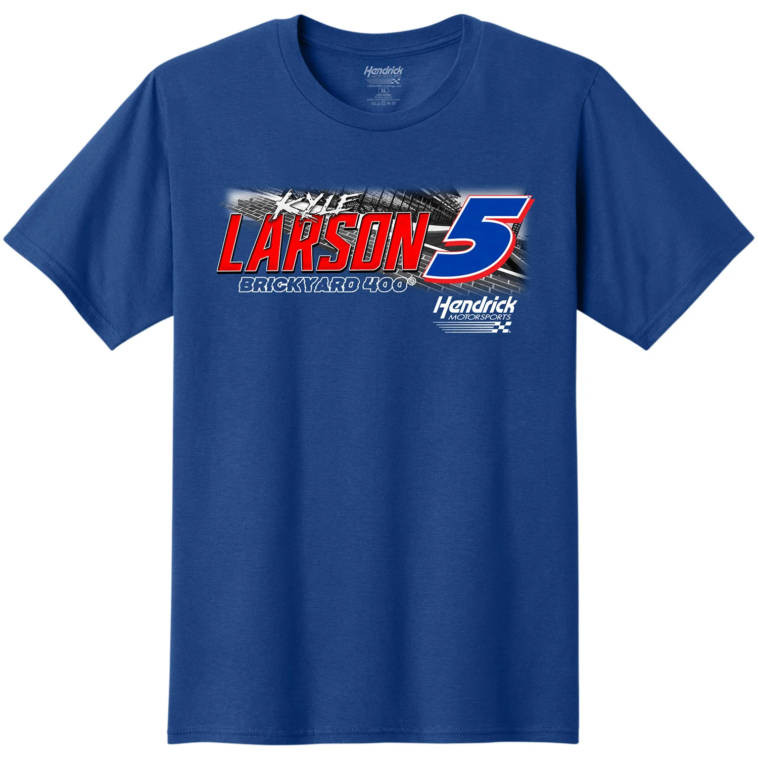 Kyle Larson 2026 Brickyard 400 Event 2-Spot Classic Ink T-Shirt Blue Preorder - Ships Next Week - Image 3