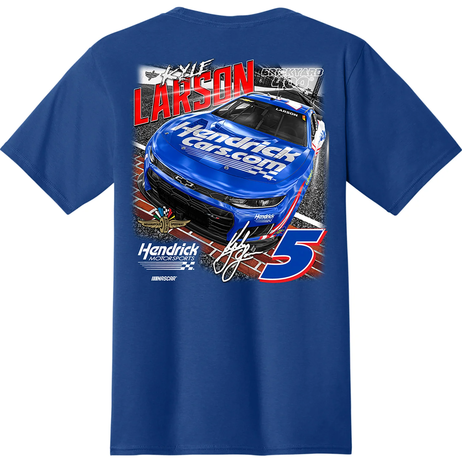 Kyle Larson 2026 Brickyard 400 Event 2-Spot Classic Ink T-Shirt Blue Preorder - Ships Next Week - Image 4