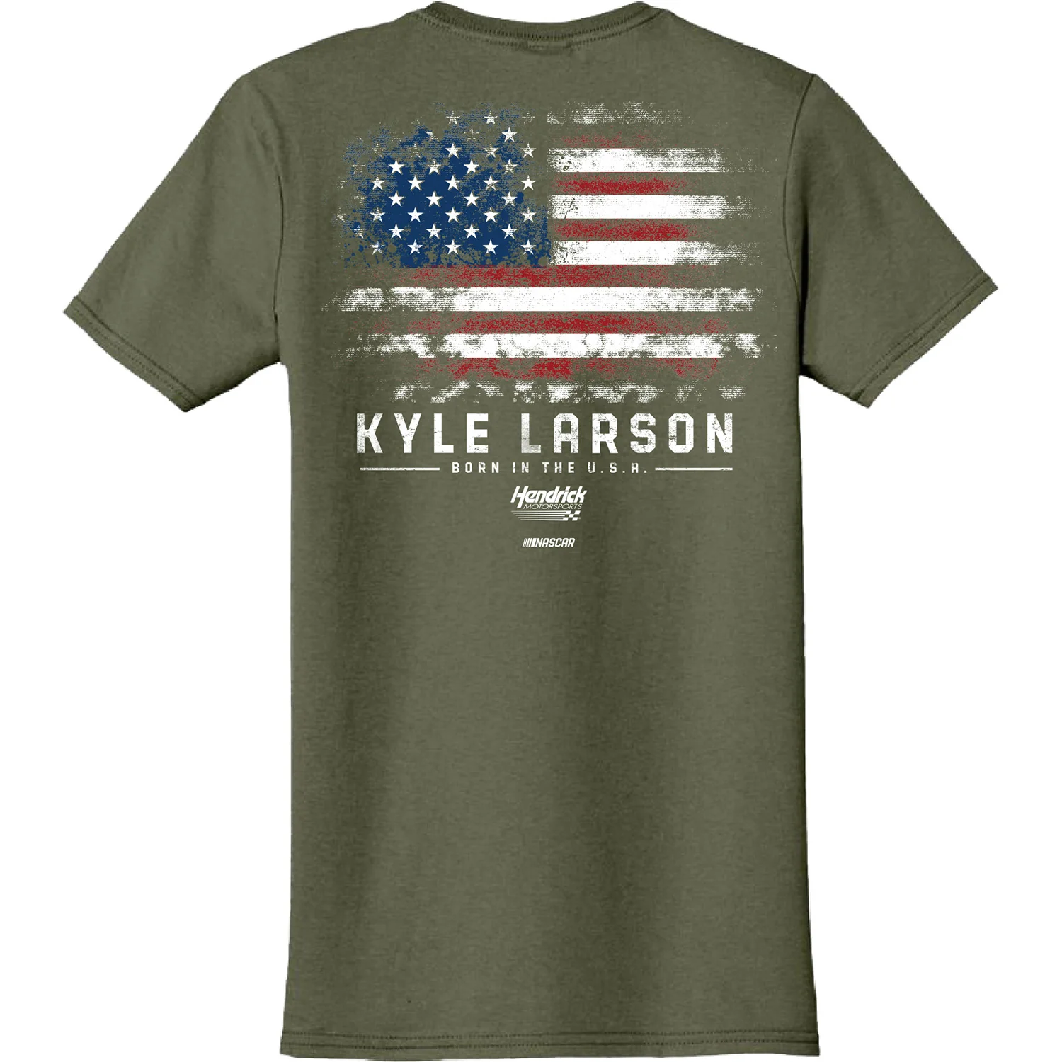 Kyle Larson 2026 Born in the USA Military Green #5 Exclusive Patriotic T-Shirt - Image 3