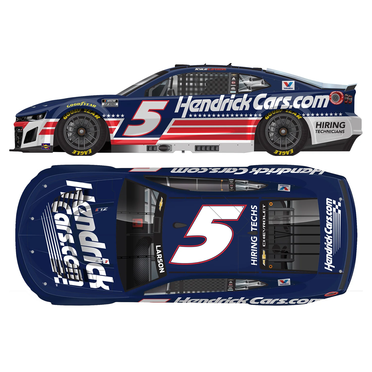 Kyle Larson ELITE HendrickCars Patriotic 1:24 2026 Diecast Car Preorder - Currently Projected December - Image 2