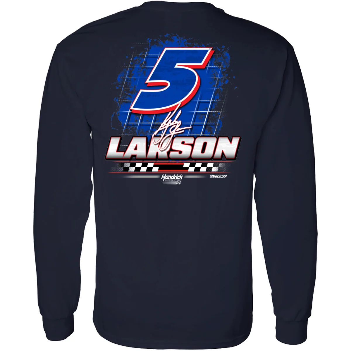Kyle Larson Long Sleeve HendrickCars 2-Spot T-Shirt Blue - Image 3