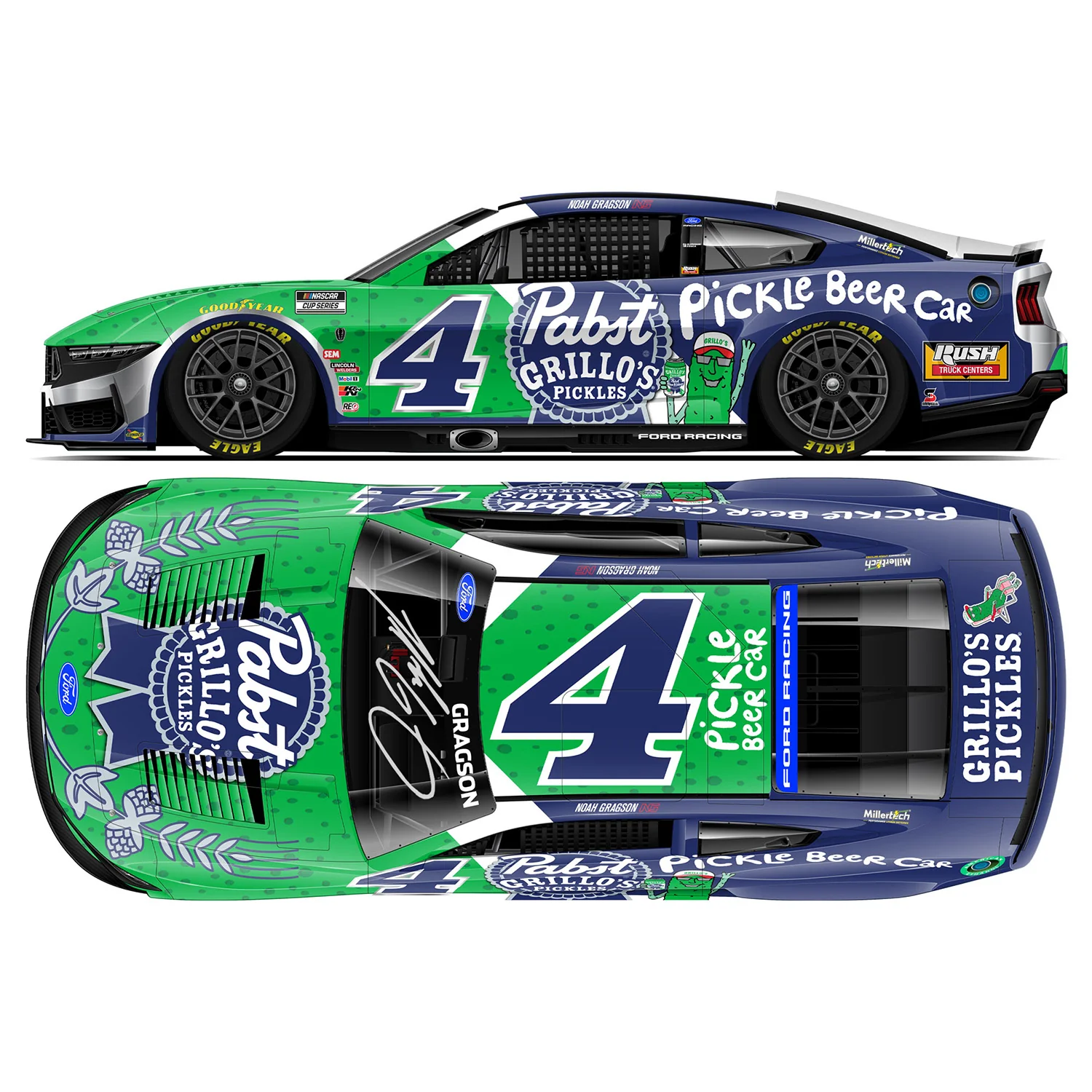 Noah Gragson Autographed Grillo's Pickles / Pabst Blue Ribbon 1:24 Standard 2026 Diecast Car Preorder - Currently Projected November - Image 2