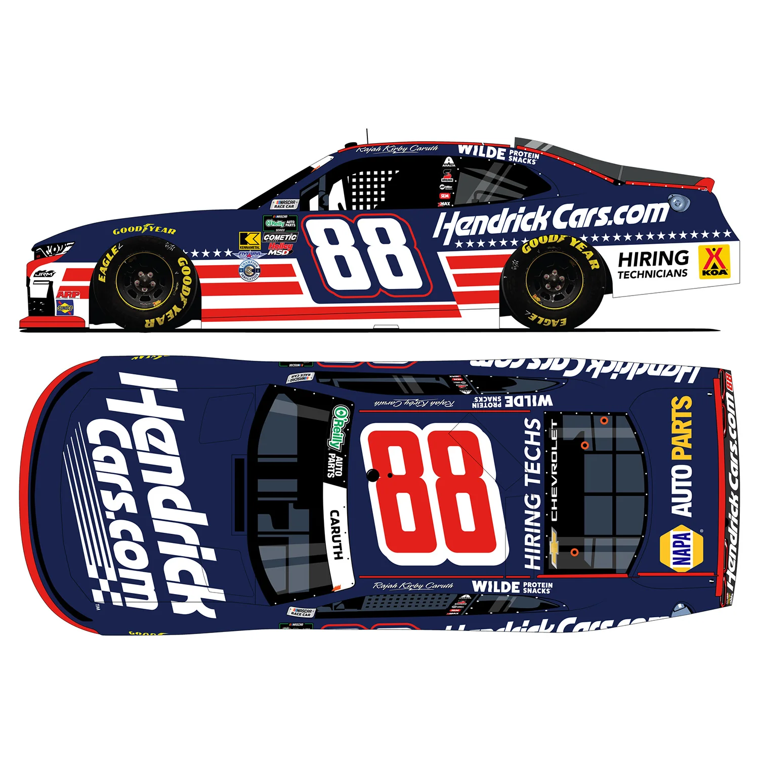 Rajah Caruth HendrickCars #88 Patriotic 1:64 2026 Diecast Car Preorder - Currently Projected December