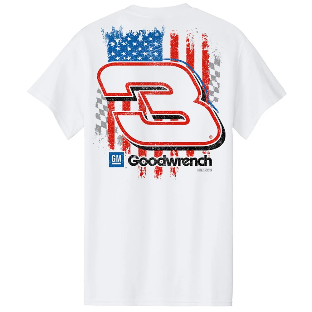 Retro #3 GM Goodwrench Monte Carlo Patriotic 2-Spot Classic Ink T-Shirt White - Image 4