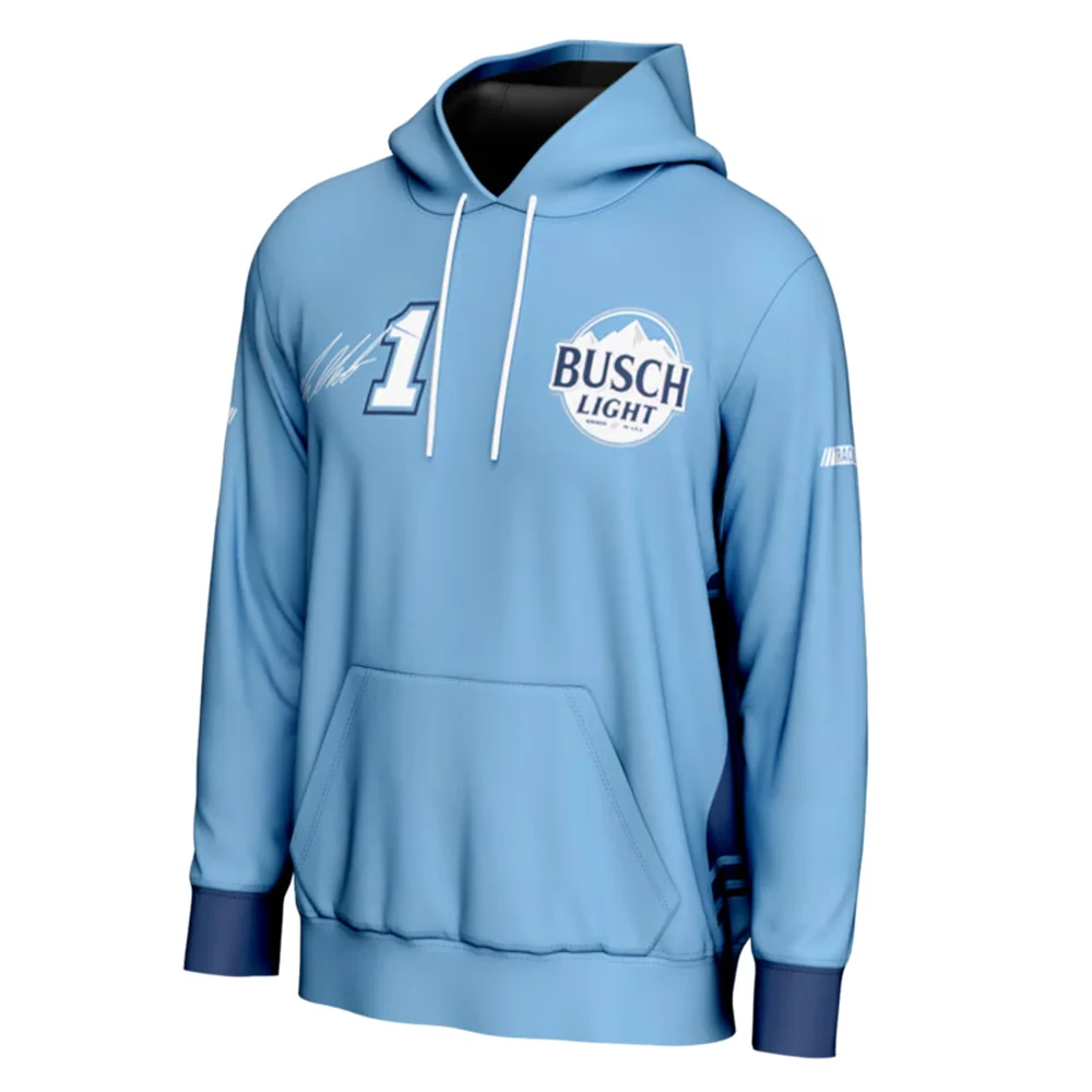 Ross Chastain 2026 Busch Light #1 Blue Hoodie Outerwear ProSphere Sweatshirt - Sale - Image 3