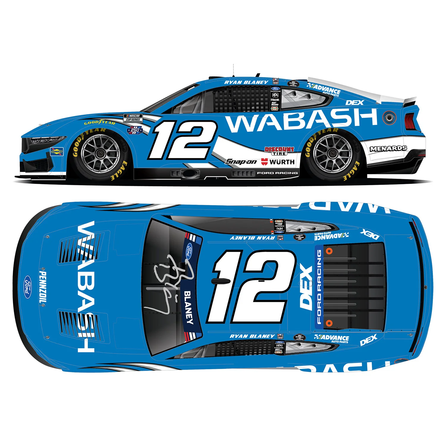 Ryan Blaney Autographed Wabash Throwback to Ryan Newman 1:24 Standard 2026 Diecast Car Preorder - Currently Projected February