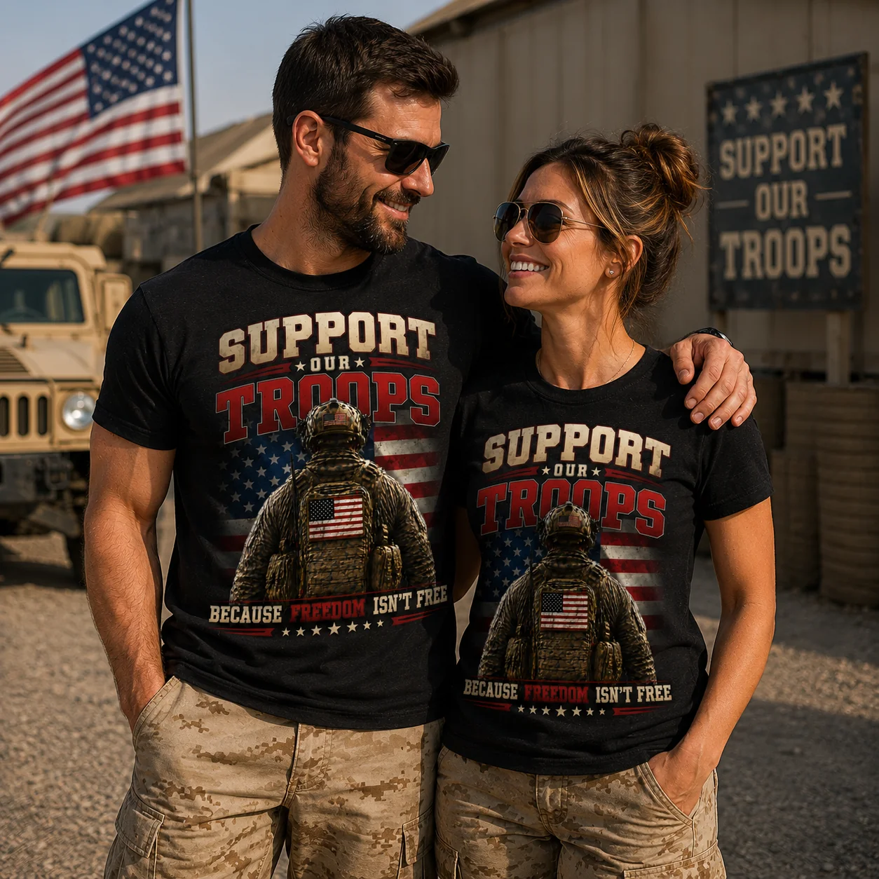2026 Support Our Troops Patriotic Shirt – Because Freedom Isn't Free T-Shirt - Black - Sale - Image 3